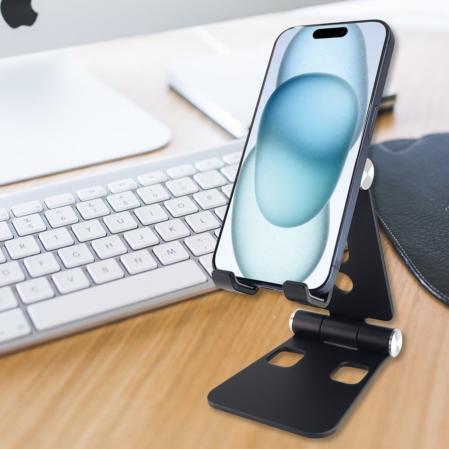 PHALUBK_FA - Adjustable Desktop Stand, Heavy Duty Adjustable Aluminum stand with 270 Degree Rotation for Smartphones, Tablets, iPads and Nintendo Switch – Black