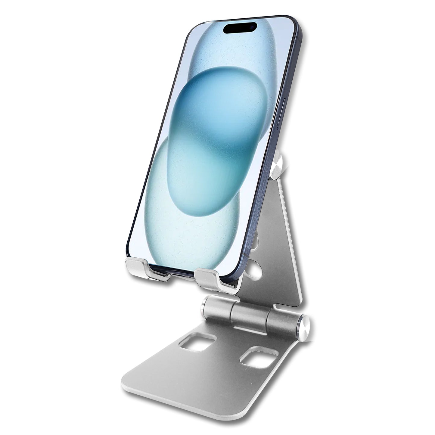 Table Desktop Phone Stand Smartphone Holder, Portable Resilient Aluminum -Silver