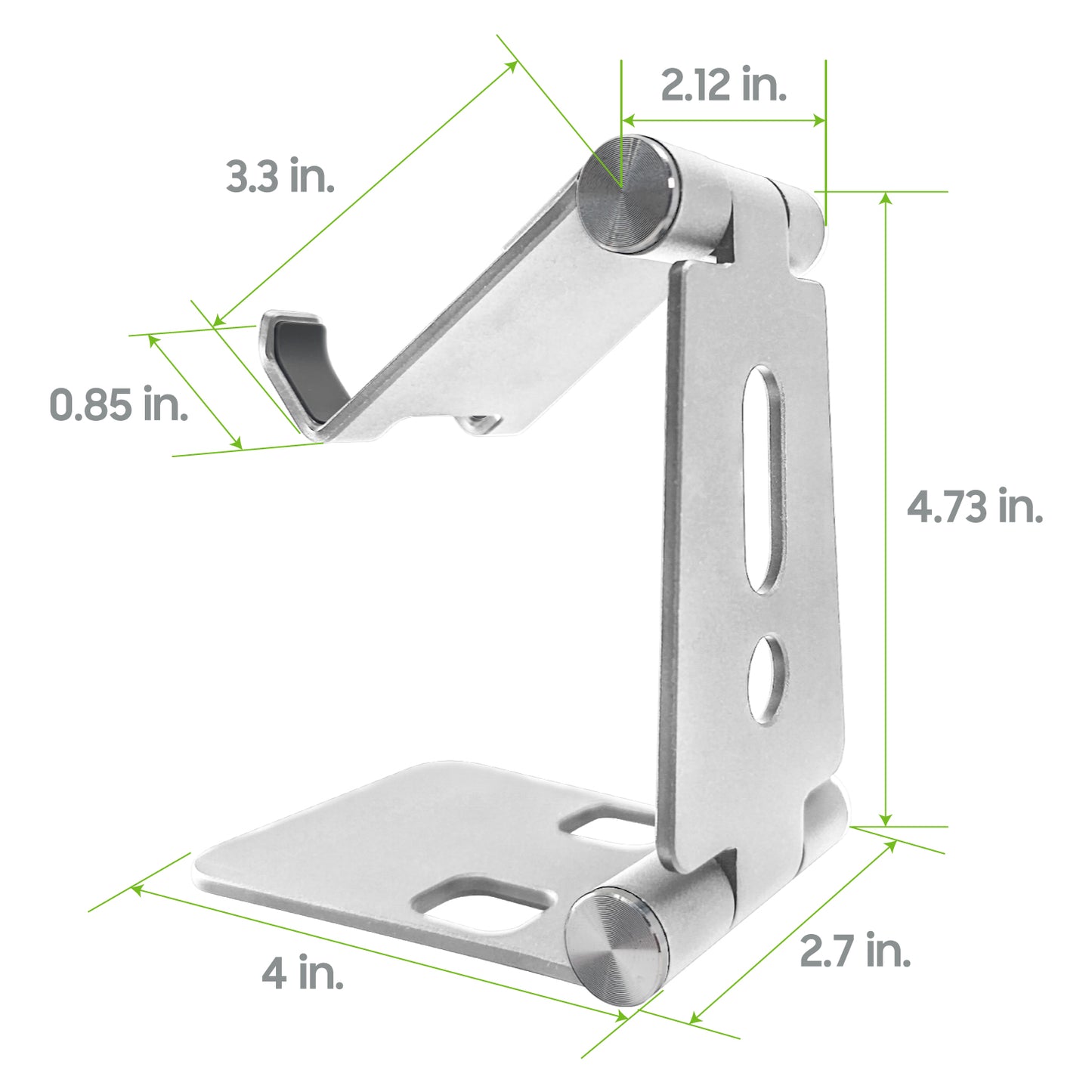 Table Desktop Phone Stand Smartphone Holder, Portable Resilient Aluminum -Silver