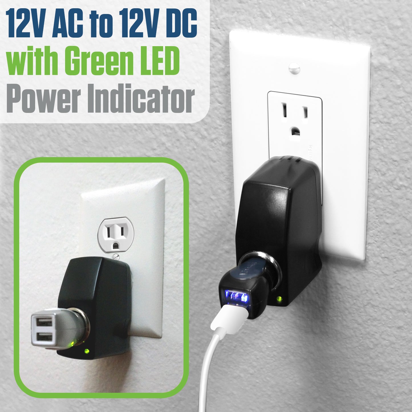 FM3000 - Cellet 120V AC to 12V DC Power Converter Adapter, 3000mA (3A) Output, Cigarette Lighter Socket Plug – Converts Home Wall Outlet to Car Charger Port for Smartphones, GPS, Cameras, Tablets, MP3 Devices