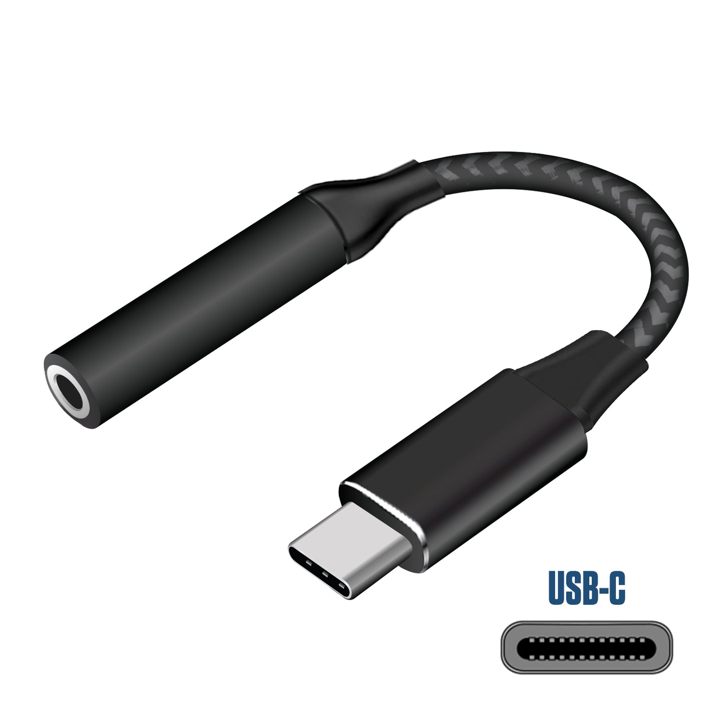 DCAFEMB -USB C to 3.5mm Female Headphone Adapter, Heavy Duty Nylon Braided Audio Converter