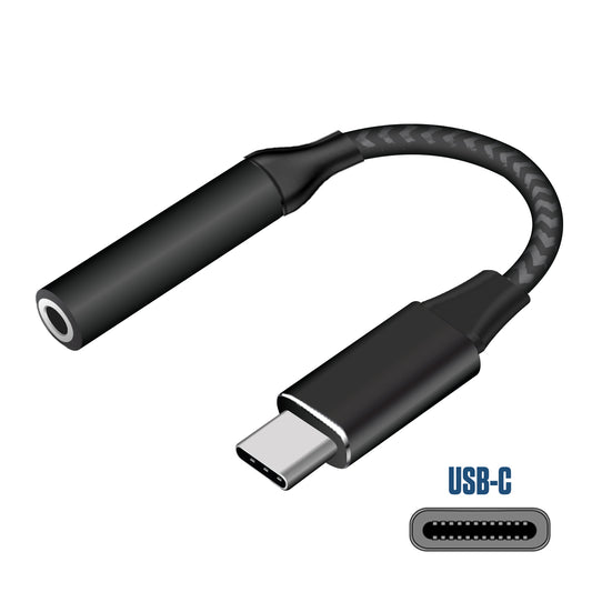 DCAFEMB -USB C to 3.5mm Female Headphone Adapter, Heavy Duty Nylon Braided Audio Converter