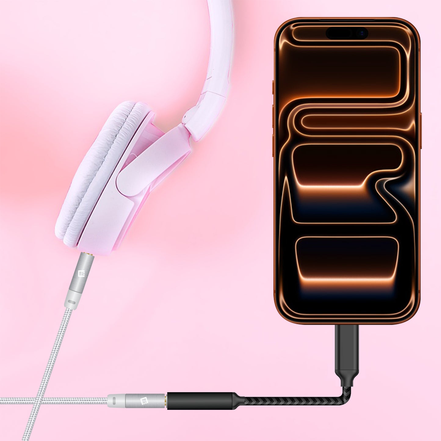 DCAFEMB -USB C to 3.5mm Female Headphone Adapter, Heavy Duty Nylon Braided Audio Converter