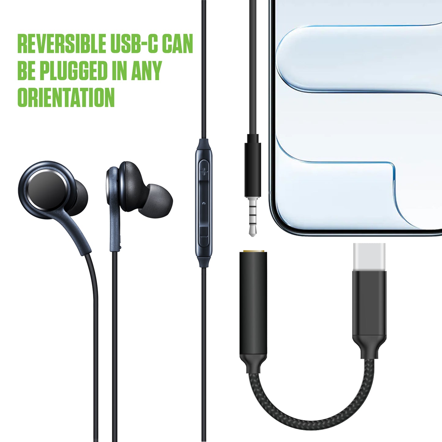 DCAFEMB -USB C to 3.5mm Female Headphone Adapter, Heavy Duty Nylon Braided Audio Converter