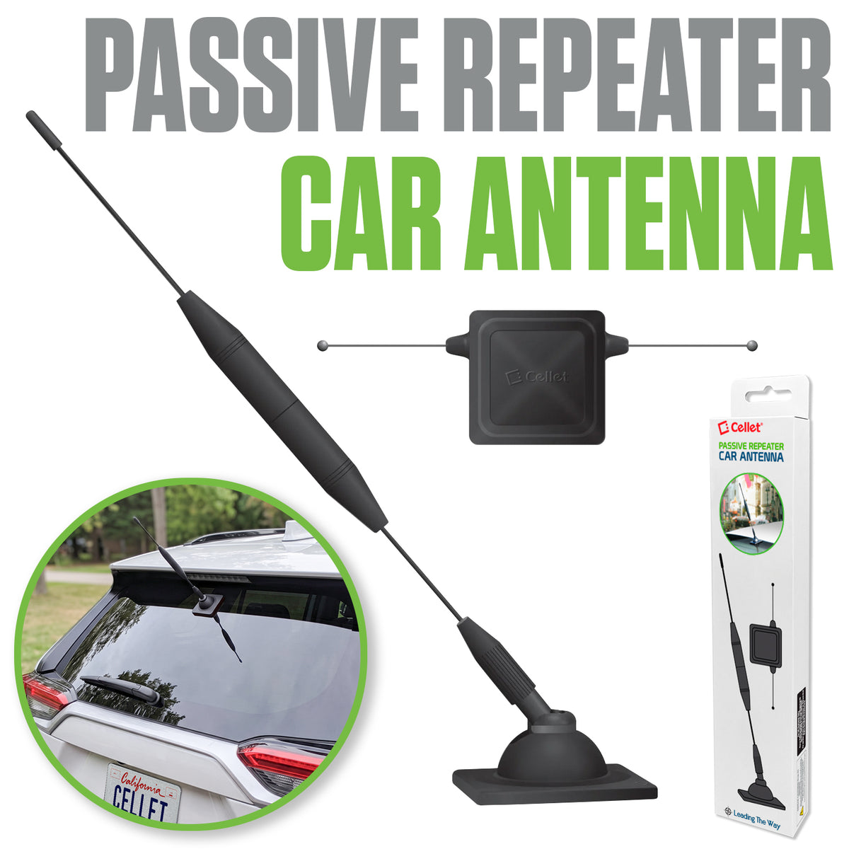 ACAR3A-AZFBA - 📡 Cellet Passive Repeater Car Antenna Signal Booster Kit for Vehicle Cell Phone Reception, Magnetic Roof Mount External Antenna with Indoor Passive Repeater Patch, No Power Required, Universal Cars Trucks SUVs RVs 🚗