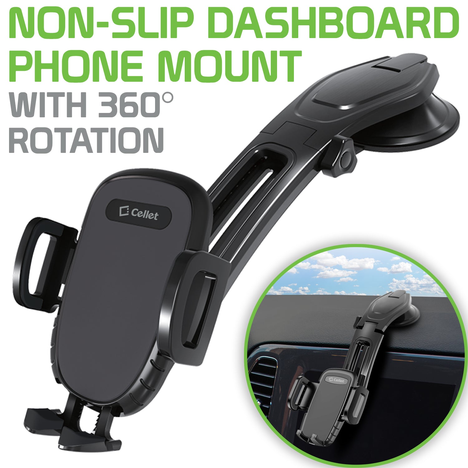 PHC82 Universal Suction Cup Dashboard Phone Holder with 360