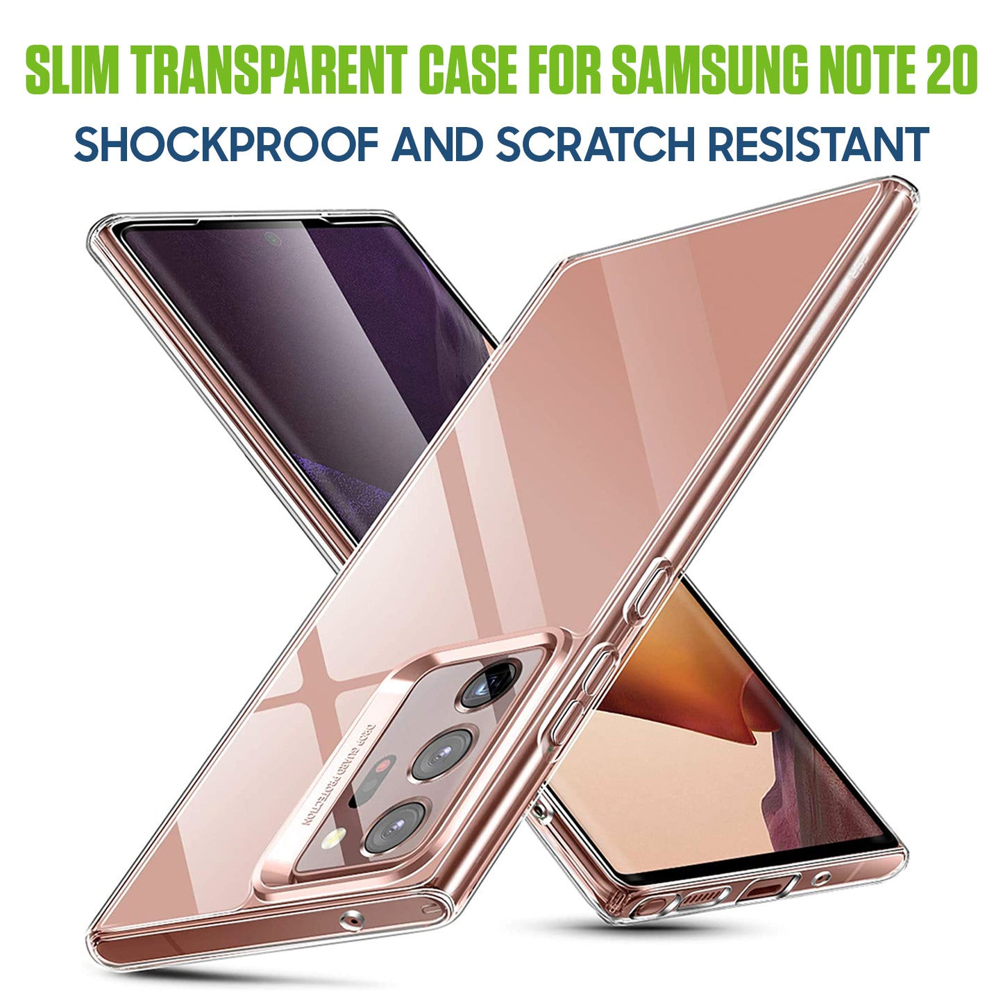 CCSAMN20CL - Crystal Clear Case for Samsung Galaxy Note 20, Ultra Slim Thin Shockproof Protective Phone Cover, Military Grade Drop Tested, Anti-Scratch PC Back & Flexible TPU Bumper, Supports Wireless Charging
