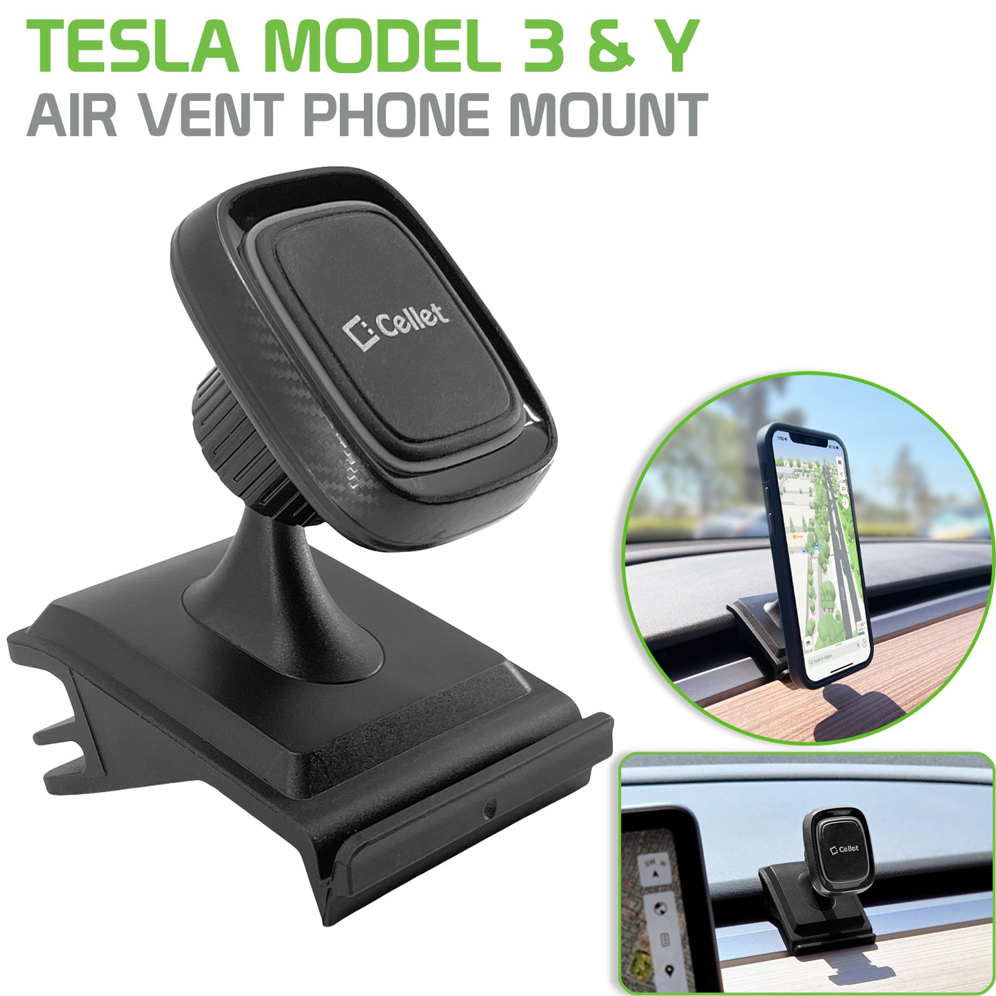 PH210 -Tesla Model Y & Tesla Model 3 Magnetic Air Vent Phone Mount, Magnetic Phone Holder Compatible to iPhone Samsung Galaxy Google Pixel moto