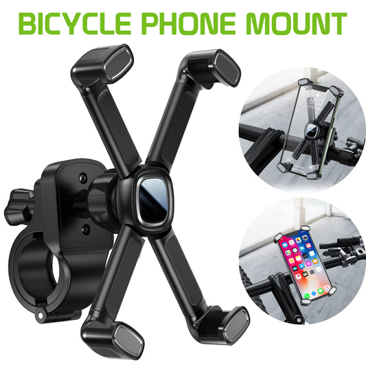 PHC191 - Bicycle Phone Holder Handlebar, Heavy Duty Clamp Bike Holder Mount Compatible with iPhone 13 Pro Max mini 12 11 Galaxy Google Pixel Moto