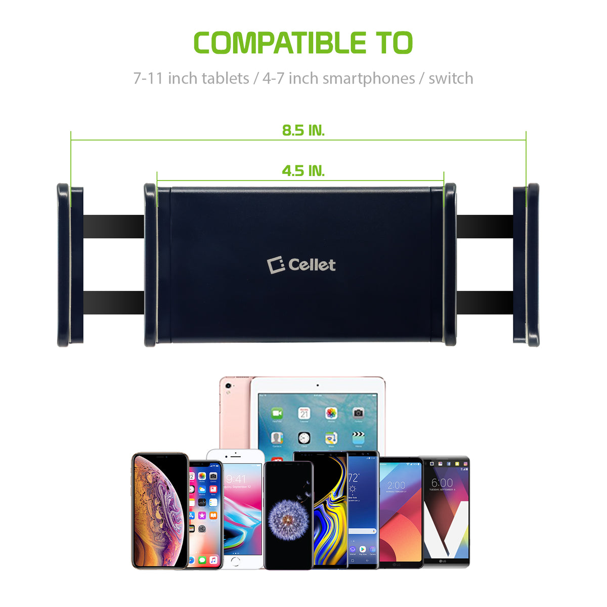 PHX100_WM - iPad/Tablet Holder, Cellet Gooseneck Tablet & Smartphone Desktop Mount with Spring Grips (Fits Devices 4.75-9 Inches)
