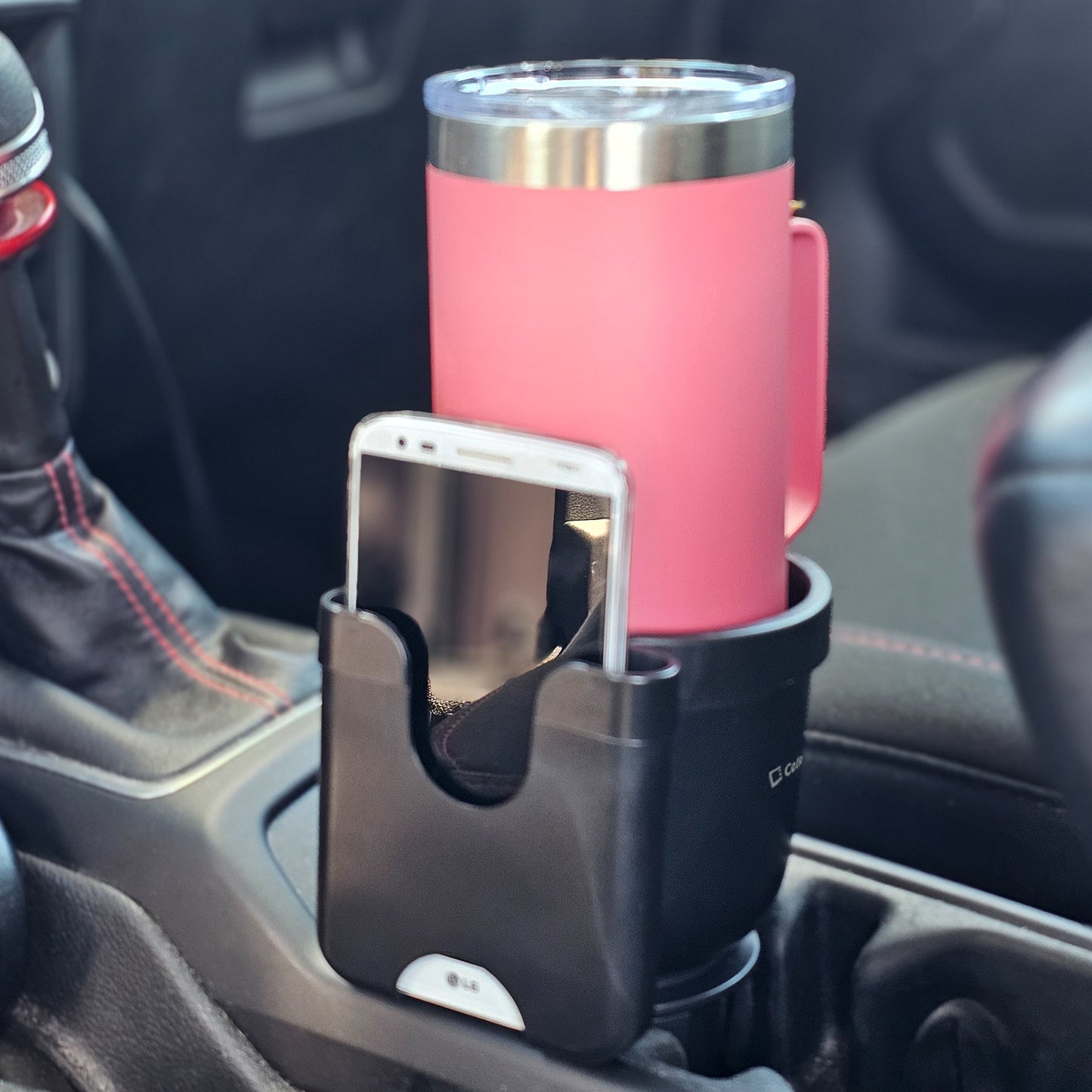 PH203CUPA - Expandable Car Cup Holder with Adjustable Base & Phone Holder, Fit Big Bottles 3.5 Inch