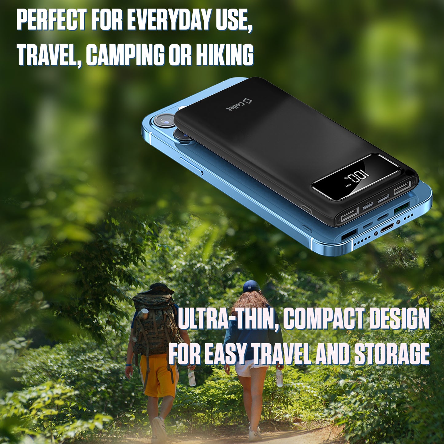 10,000mAh Portable Power Bank with Smart Digital Display Screen Compatible with iPhones Samsung Galaxy, Note, Motorola Moto, Google Pixel - Black