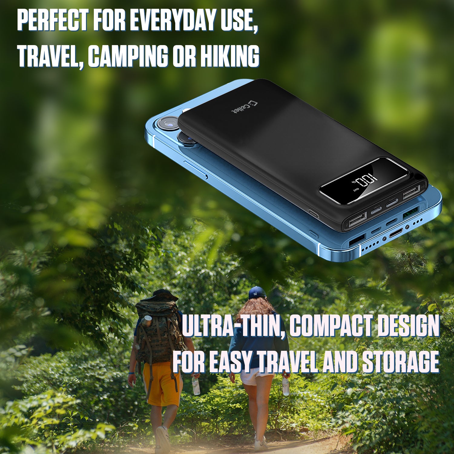 Cellet 10,000mAh Portable Power Bank with Smart Digital Display Screen, Black