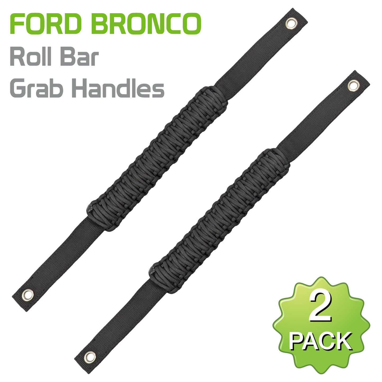2 Pack Paracord Roll Bar Grab Handles Compatible with Ford Bronco 2021 ~ 2023