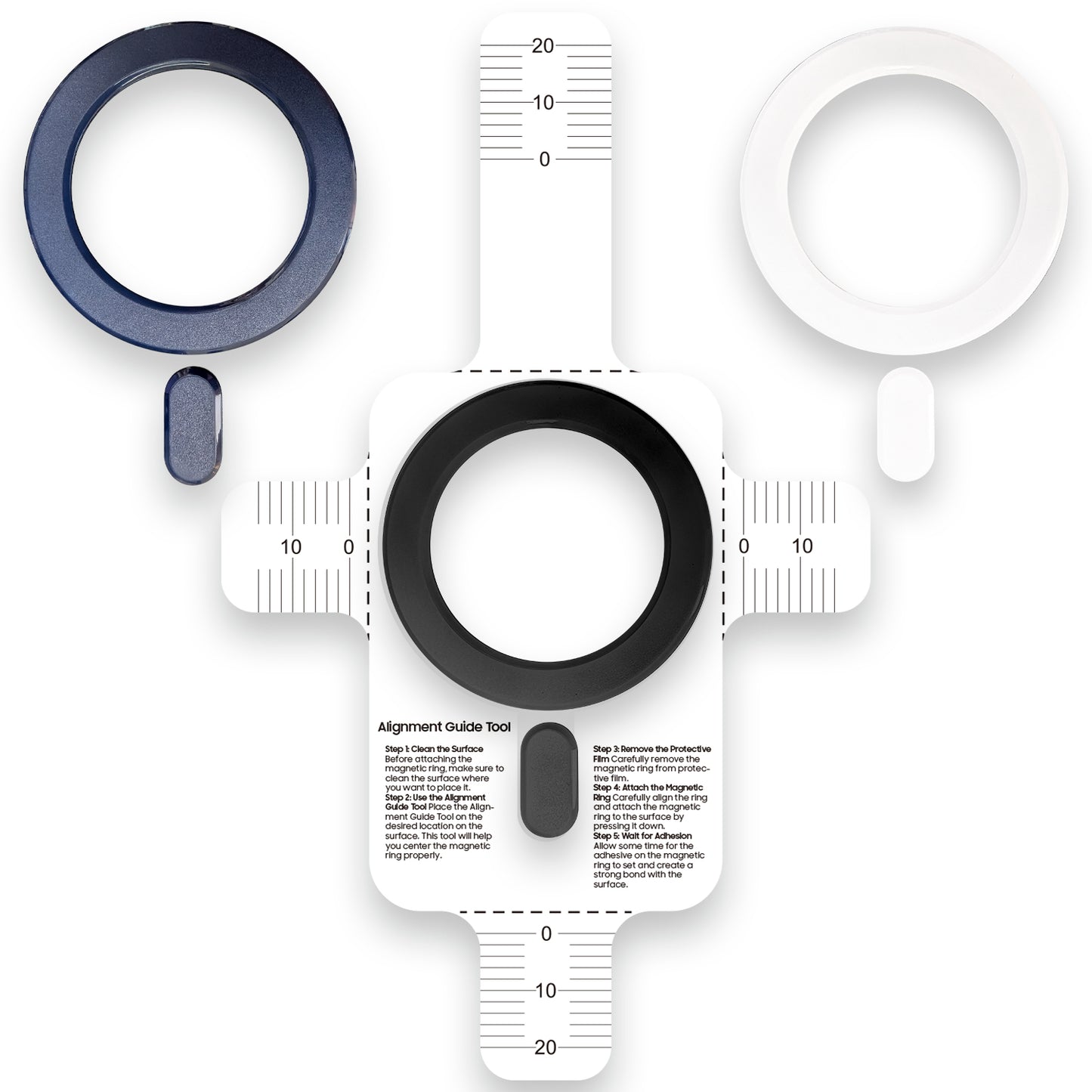 CLCMRING3 - Magnetic Adapter Ring [3 Pack] Compatible with MagSafe Charger & Wireless Charging, Universal Magnet Sticker with Alignment Guide for iPhone 15 14 13 12 Pro Max, Samsung Galaxy, Any Case - 3 Colors