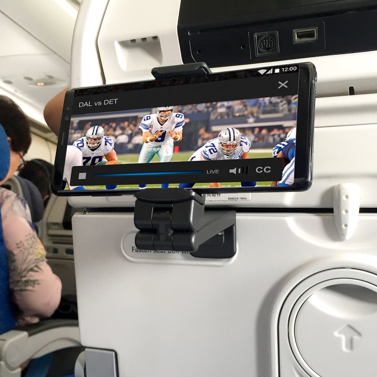 PHAP01 - Cellet Airplane Phone Holder Mount – Foldable Travel Phone Clip for Airplane Tray Table or Luggage Handle, Adjustable 360° Rotation, Universal Fit for iPhone, Samsung, Google Pixel & More