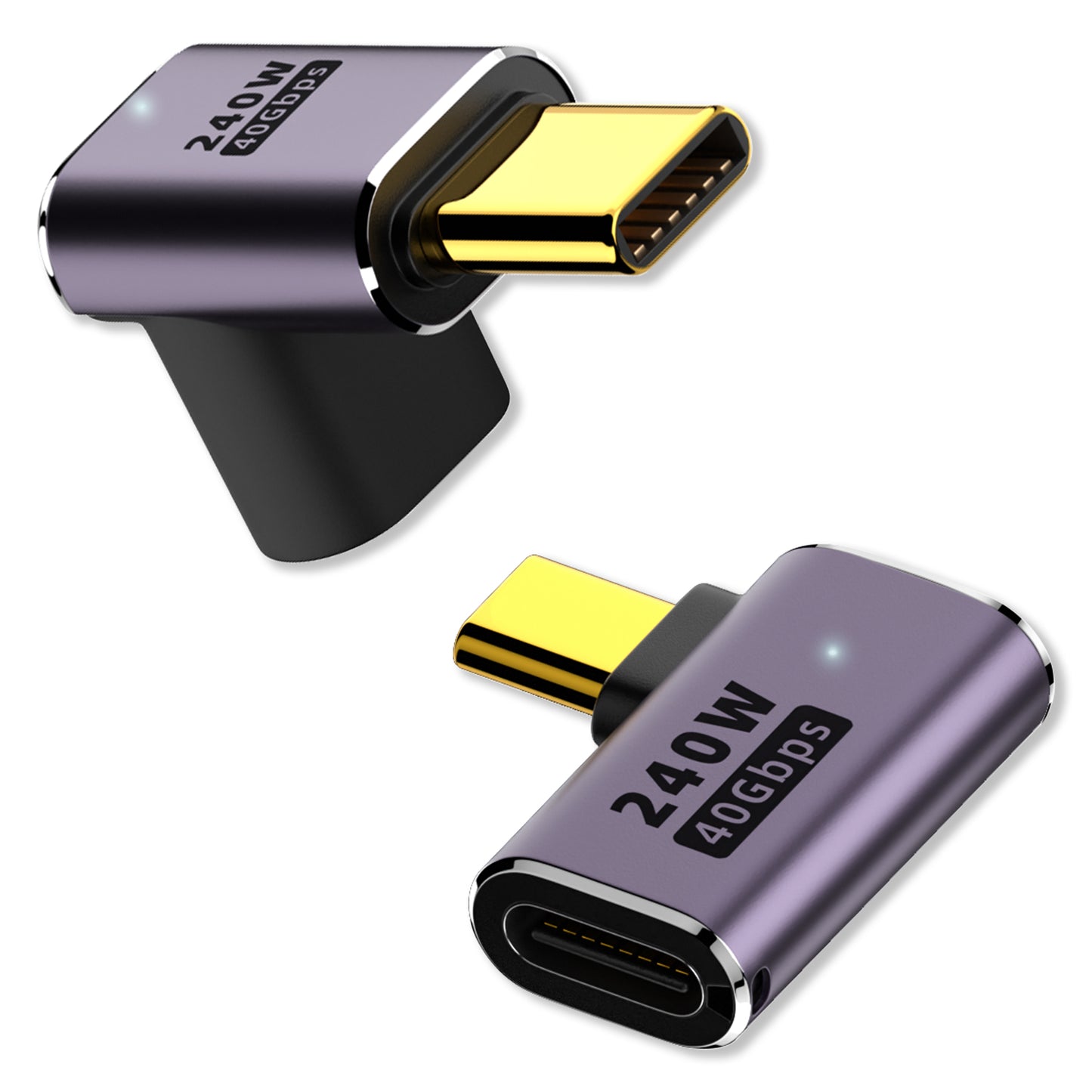 DCCADT - Cellet 90° Right Angle USB-C Adapter (2-Pack), 240W PD Fast Charging, 40Gbps Data Transfer, 4K@240Hz Video Output, USB4/Thunderbolt 3 & 4 Compatible, USB-C Male to Female Connector