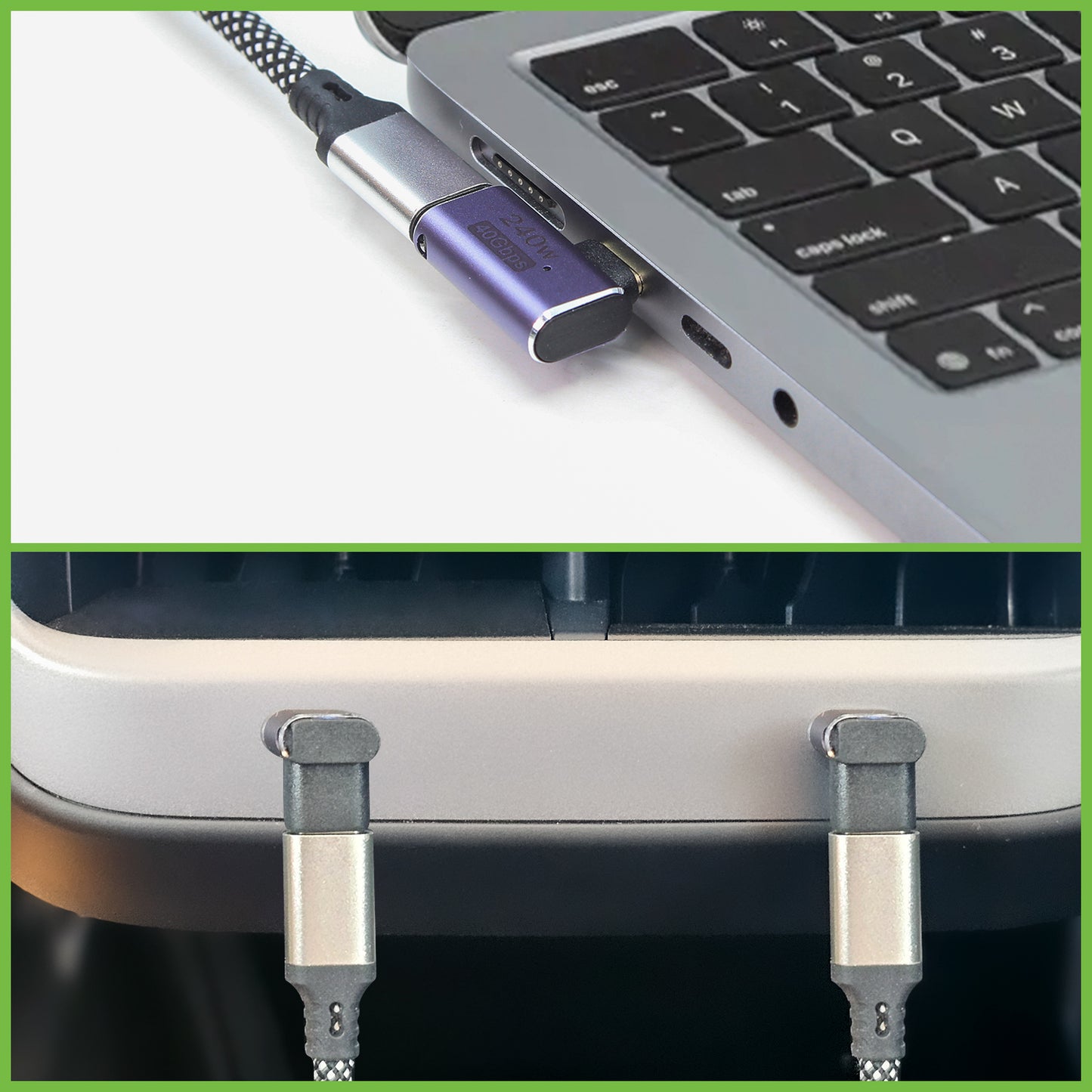 DCCADT - Cellet 90° Right Angle USB-C Adapter (2-Pack), 240W PD Fast Charging, 40Gbps Data Transfer, 4K@240Hz Video Output, USB4/Thunderbolt 3 & 4 Compatible, USB-C Male to Female Connector