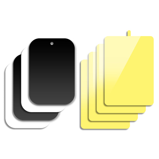 CLCMETALP4 - Heavy-Duty Magnetic Phone Mount Metal Plates 4 Pack - 2 Black & 2 White Adhesive Plates for Magnetic Car Mounts, Universal Thin Rectangular Metal Stickers with Protective Film for iPhone & Android