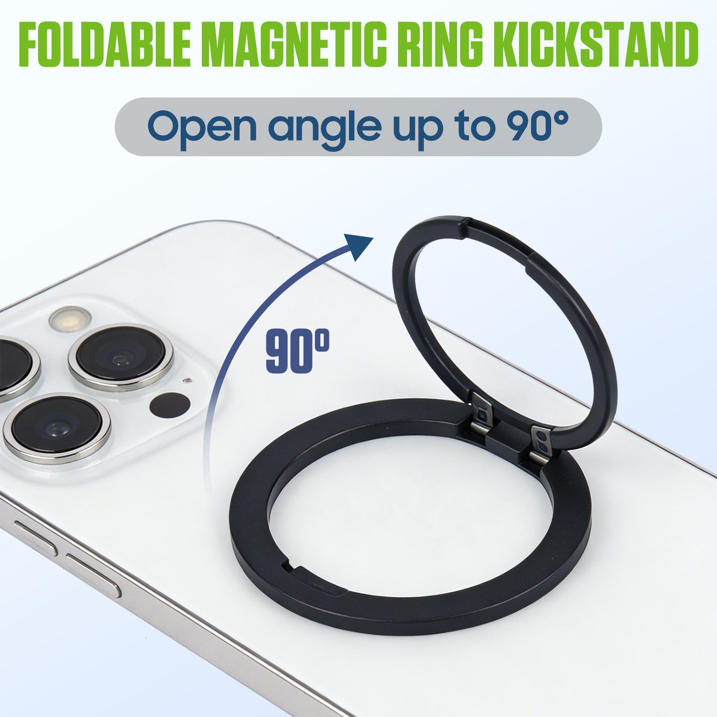 CLCMRINGB - Magnetic Phone Ring Holder for MagSafe, Ultra-Thin Zinc Alloy Kickstand, 360° Rotation Cell Phone Grip Compatible with iPhone 17 16 15 14 13 12 Pro Max & Android