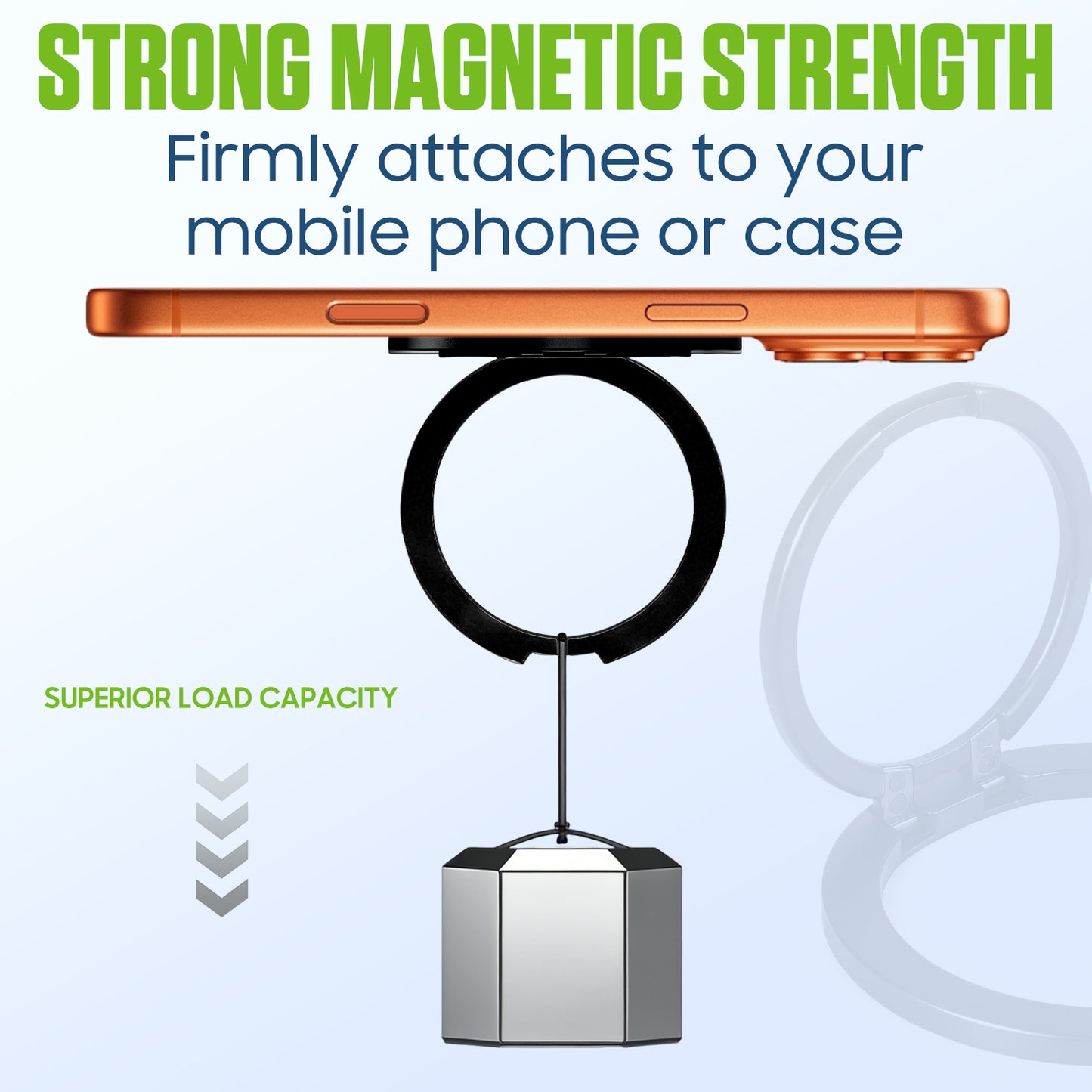 CLCMRINGB - Magnetic Phone Ring Holder for MagSafe, Ultra-Thin Zinc Alloy Kickstand, 360° Rotation Cell Phone Grip Compatible with iPhone 17 16 15 14 13 12 Pro Max & Android