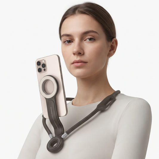PHNECMAG - Cellet Magnetic Neck Phone Holder for Video Recording, Flexible Gooseneck Wearable Hands-Free POV Mount with N52 Magnets & Anti-Drop Safety Lanyard for iPhone, MagSafe & Smartphone