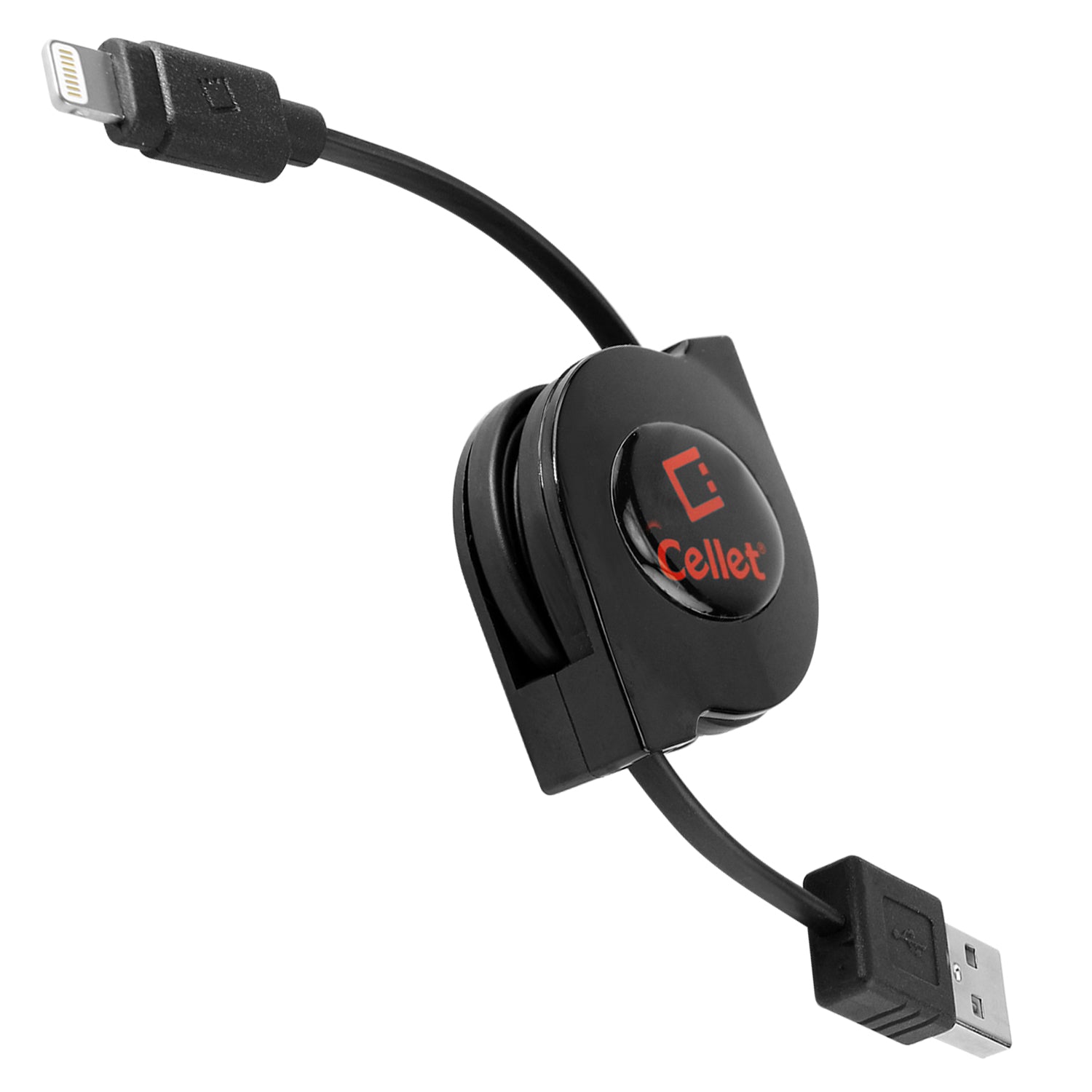 Celllet DAAPP8RBK -Retractable 8 Pin iPhone Lightning USB Charging Cable MFI ...