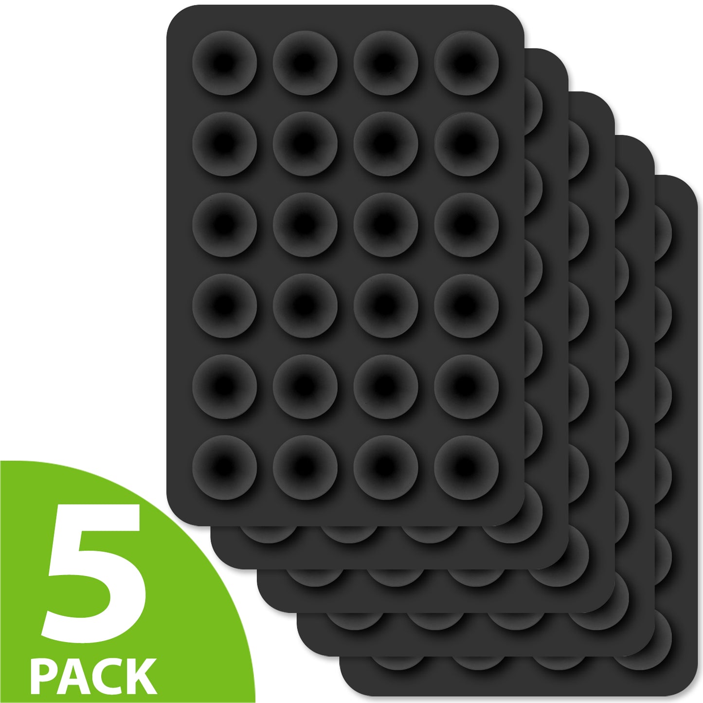 SCUPBK5 - 5 Pack Multipurpose Mini Suction Cup Mat with Strong 3M Adhesive - by Cellet / Black