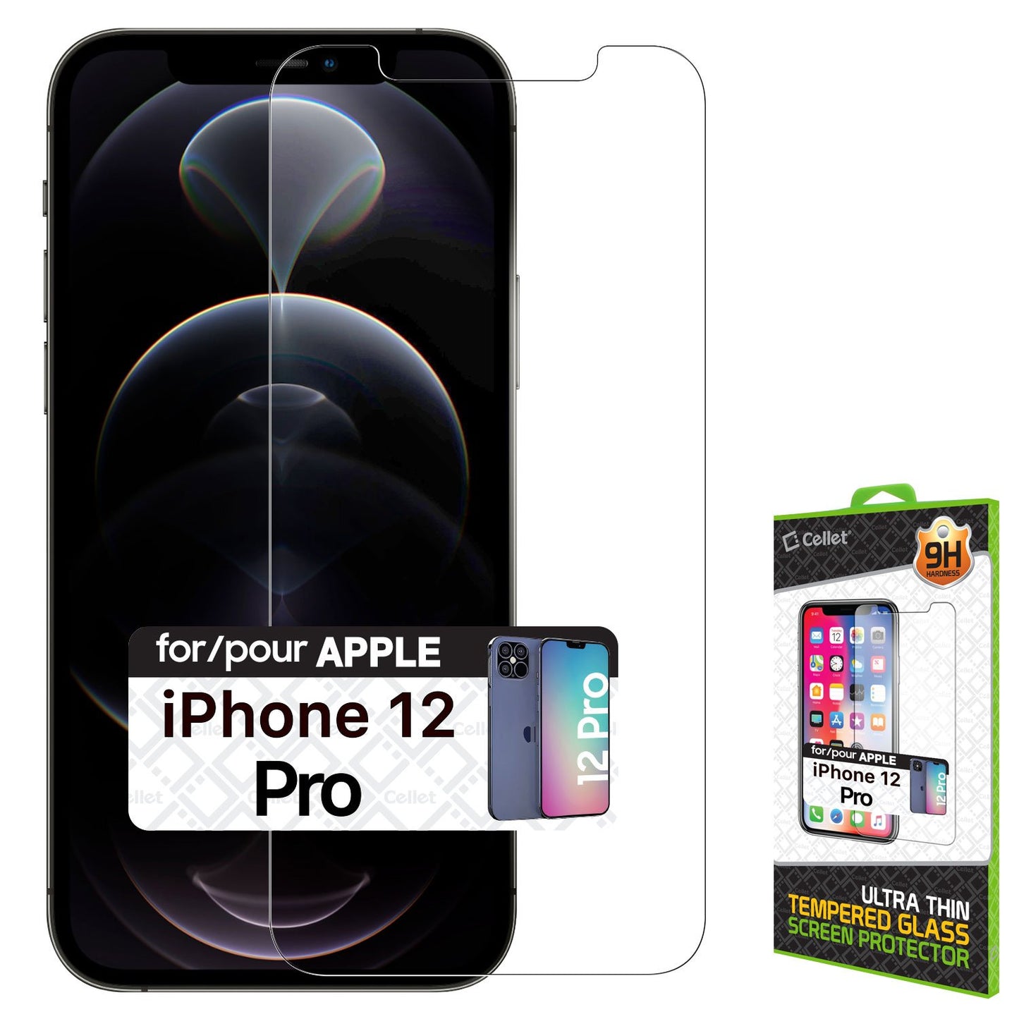 SGIPH12P - iPhone 12 & 12 Pro Tempered Glass Screen Protector, 9H Hardness