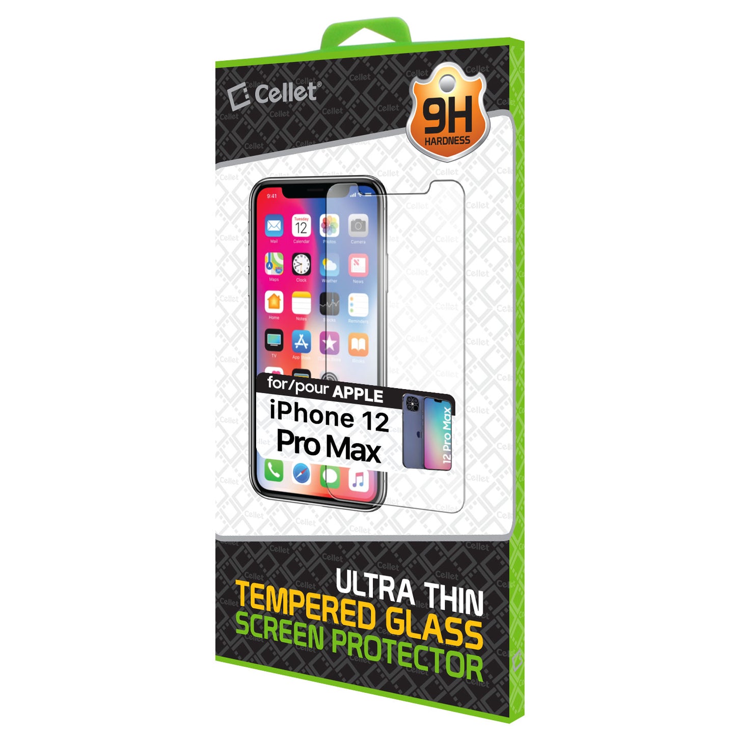 iPhone 12 Pro, Privacy Tempered Glass Screen Protector for Apple iPhone 12 Pro (0.8mm) by Cellet
