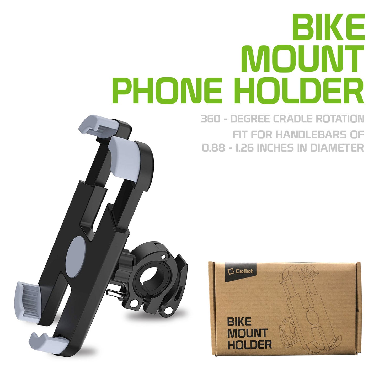 PHBIKE01 - Bike Smartphone Mount, Universal Heavy Duty Bicycle Holder Mount With 360 Degree Rotation Compatible to 4.7”-6.8” Devices