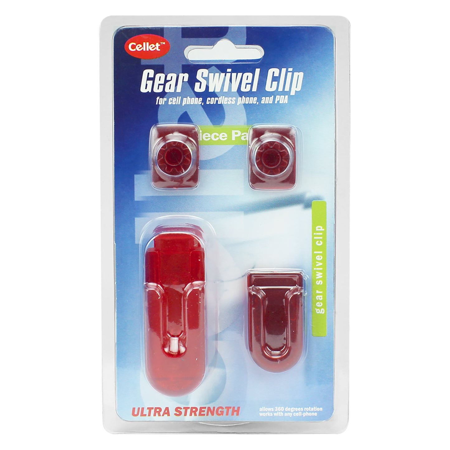 GEAR4RED - Cellet Red Universal Swivel 4PC Gear Clip (4 in 1) - Sealed Clamshell Package