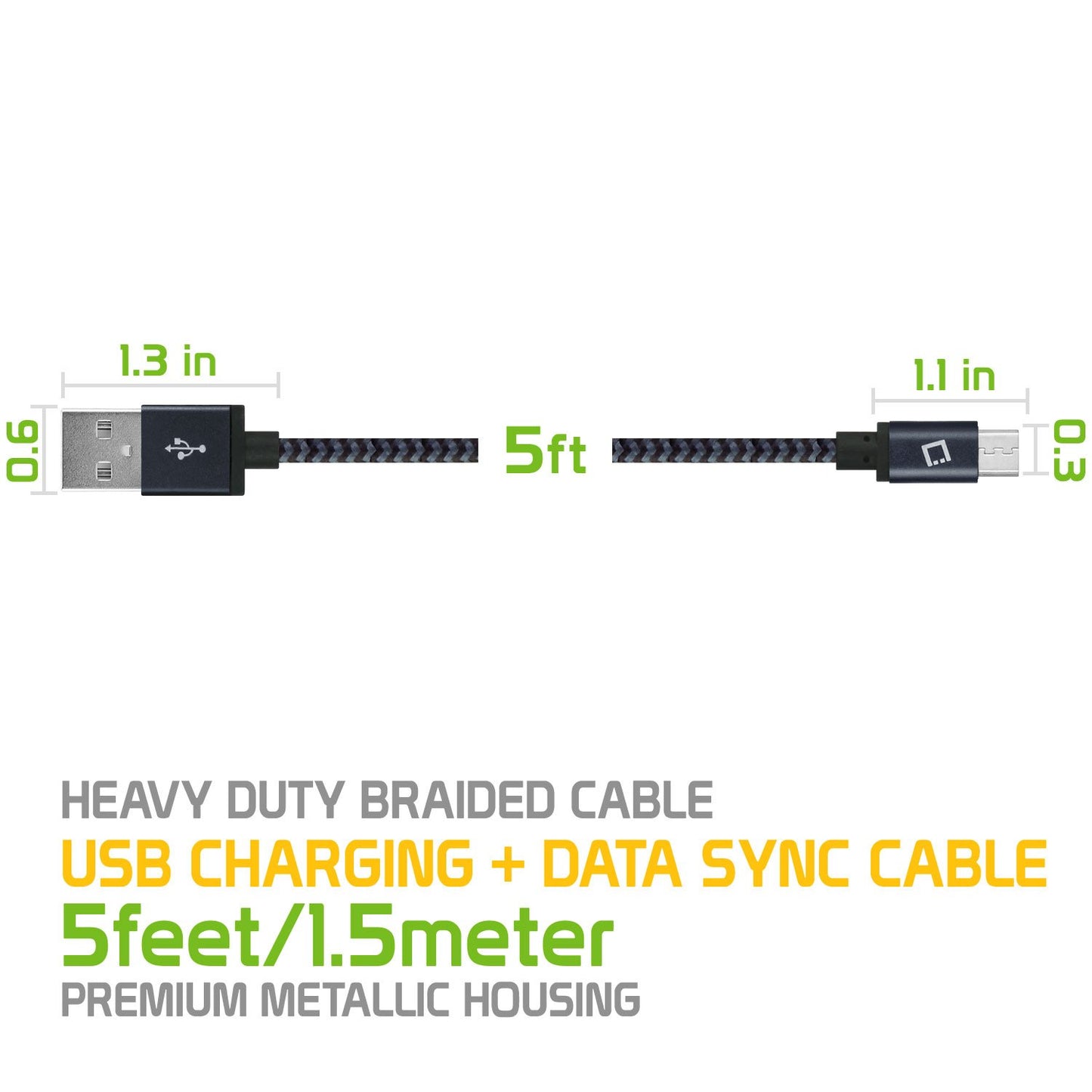DAMICROUSBB - Micro USB Cable, Cellet 5 Ft. Micro USB Charging / Data Cable - Black