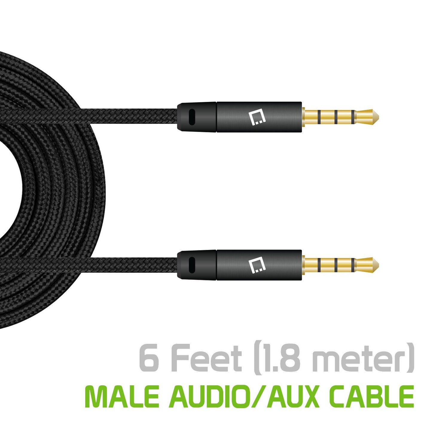 CN3535B - Cellet 3.5mm Premium Anti-Tangle Braided Aux Audio Cable for iPhones, iPods, iPads, Headphones, Smartphones for Home and Car Stereos - Black