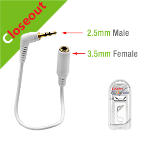 CN25M35F - Cellet 2.5mm pin to 3.5mm Input Stereo Plug Cable