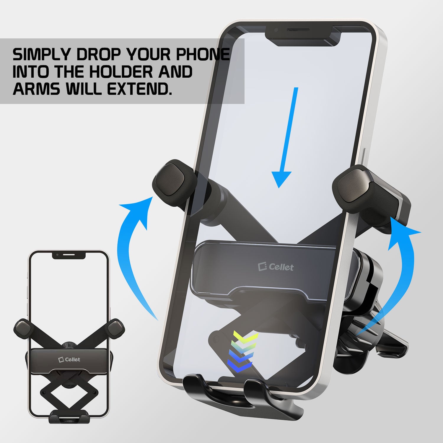 Gravity Air Vent Mobile Phone Holder 3D Print Custom Auto Gravity