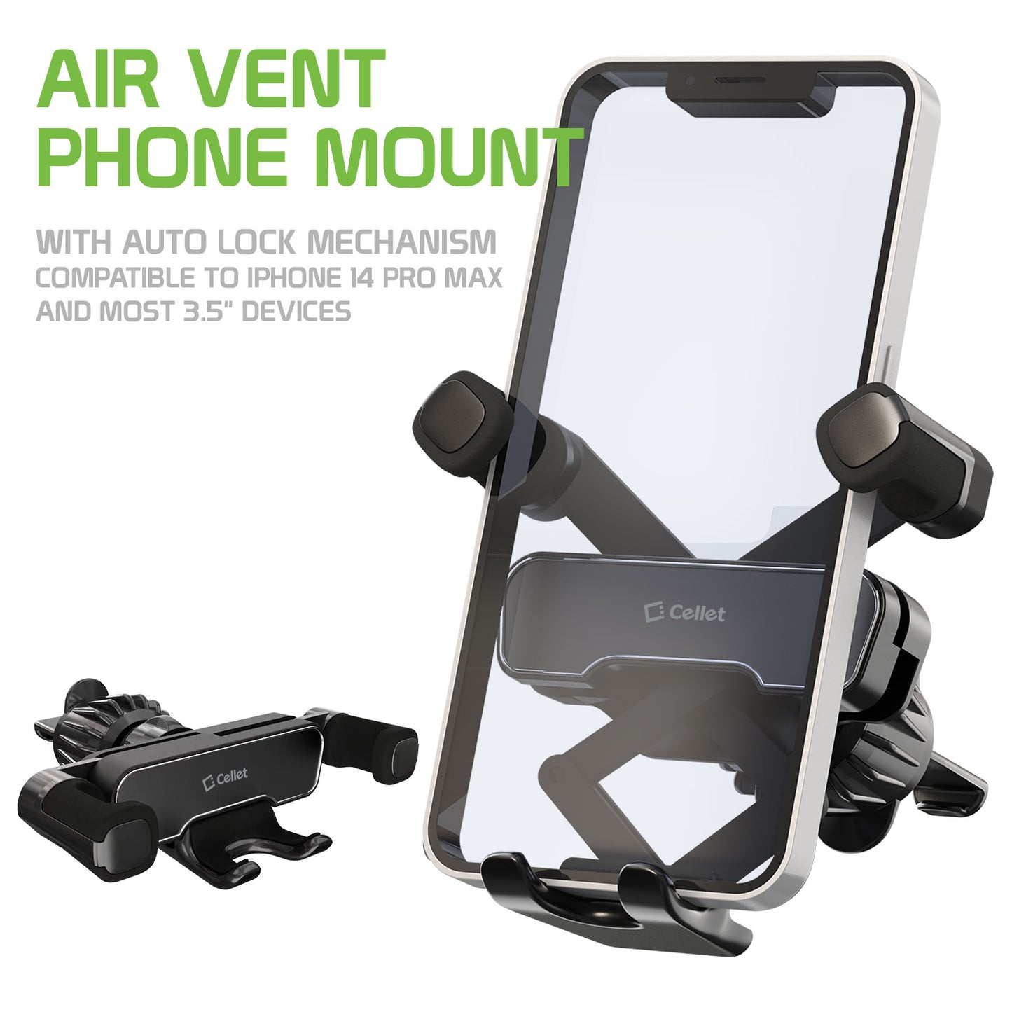 PH130 - Gravity Phone Mount, Air vent Phone Mount with Auto Lock Mechanism Compatible to iPhone 14 Pro Max and most 3.5" devices