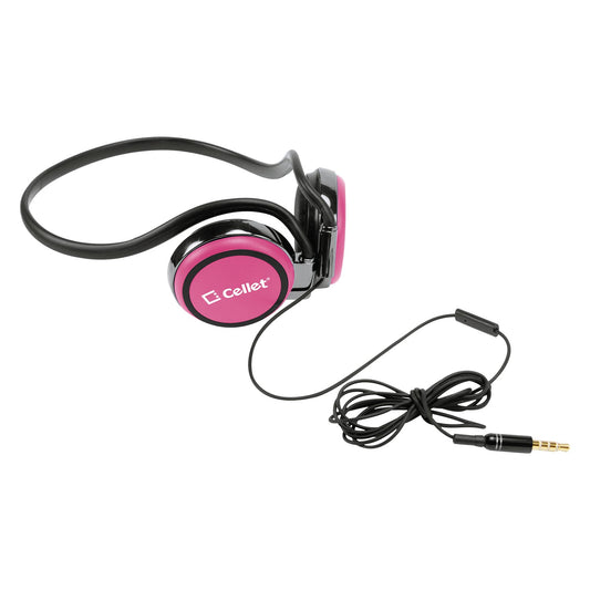 EP3560PK - Cellet Pink 3.5mm Stereo Neckband Earhook Hands Free Headset with Microphone (on & off switch)