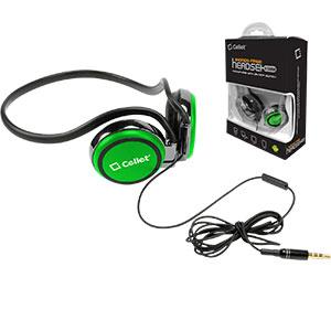 EP3560GR - Cellet Green 3.5mm Stereo Neckband Earhook Hands Free Headset with Microphone (on & off switch)