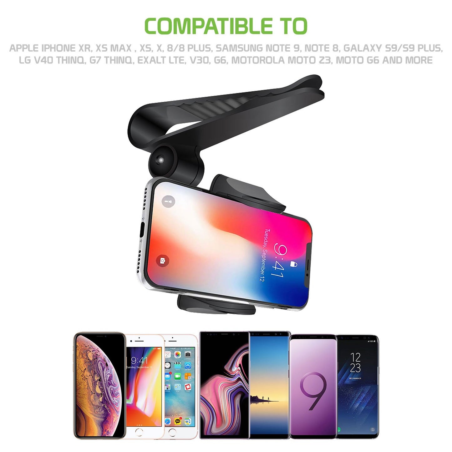PH700 - Cellet Sun Visor Clip Phone Mount Holder with 360 Degree Rotation iPhone 13 Pro Max, Galaxy S22 and Smartphones