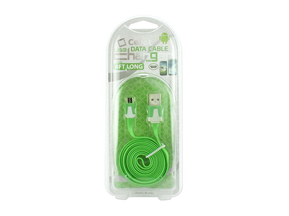 DAMICROHGR - Cellet 4 Ft. Flat Wire Micro USB Charging/Data Cable - Green