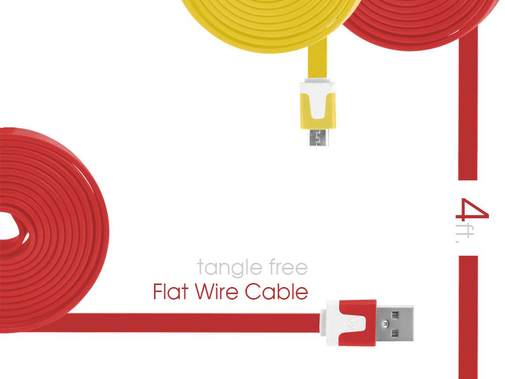 DAMICROHRD - Cellet 4 Ft. Flat Wire Micro USB Charging/Data Cable -Red