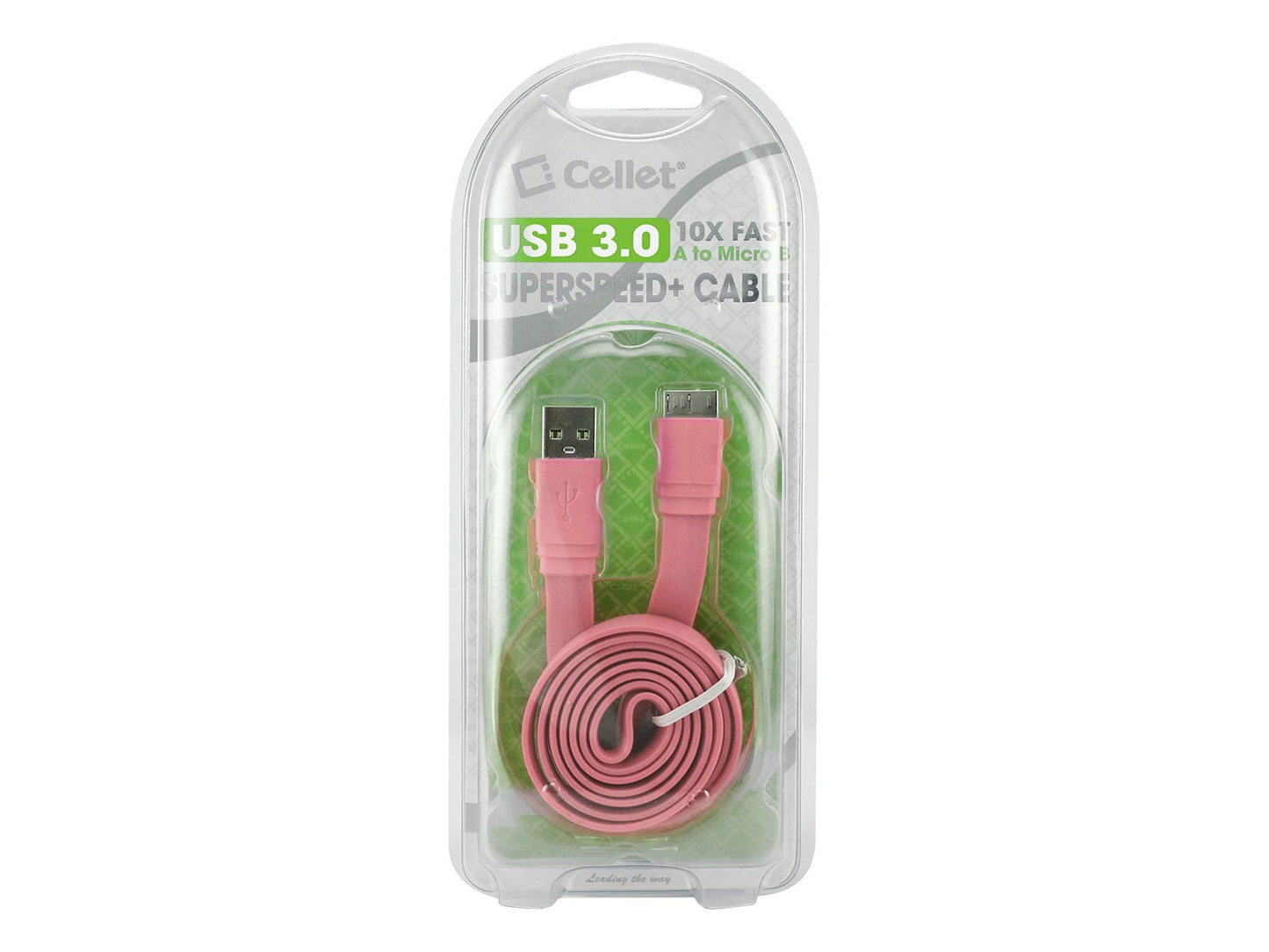 DAUSB30FHPK - Cellet SuperSpeed USB 3.0 Type A to Micro-B Flat Cable - Hot Pink