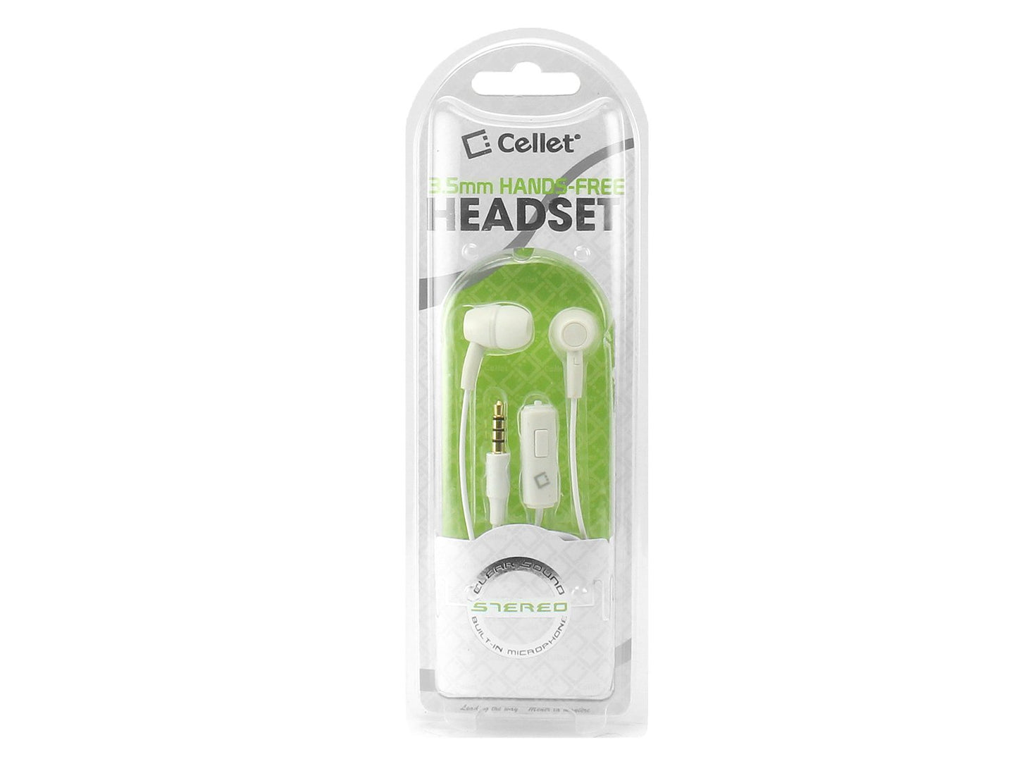 Cellet In-Ear 3.5mm Wired Headphones, Hands-Free Stereo Earbuds with Microphone - White