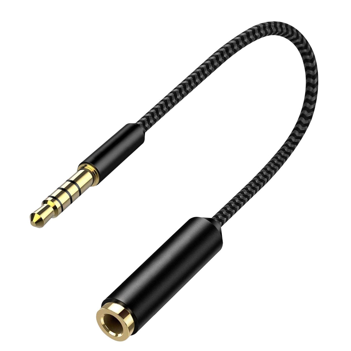 CNIPHONEBK - Cellet 6 Inch Gold Plated 3.5mm TRRS Male to Female Audio Adapter for Mobile Credit Card Reader, Headphones, Audio Aux, Car Stereo - Black