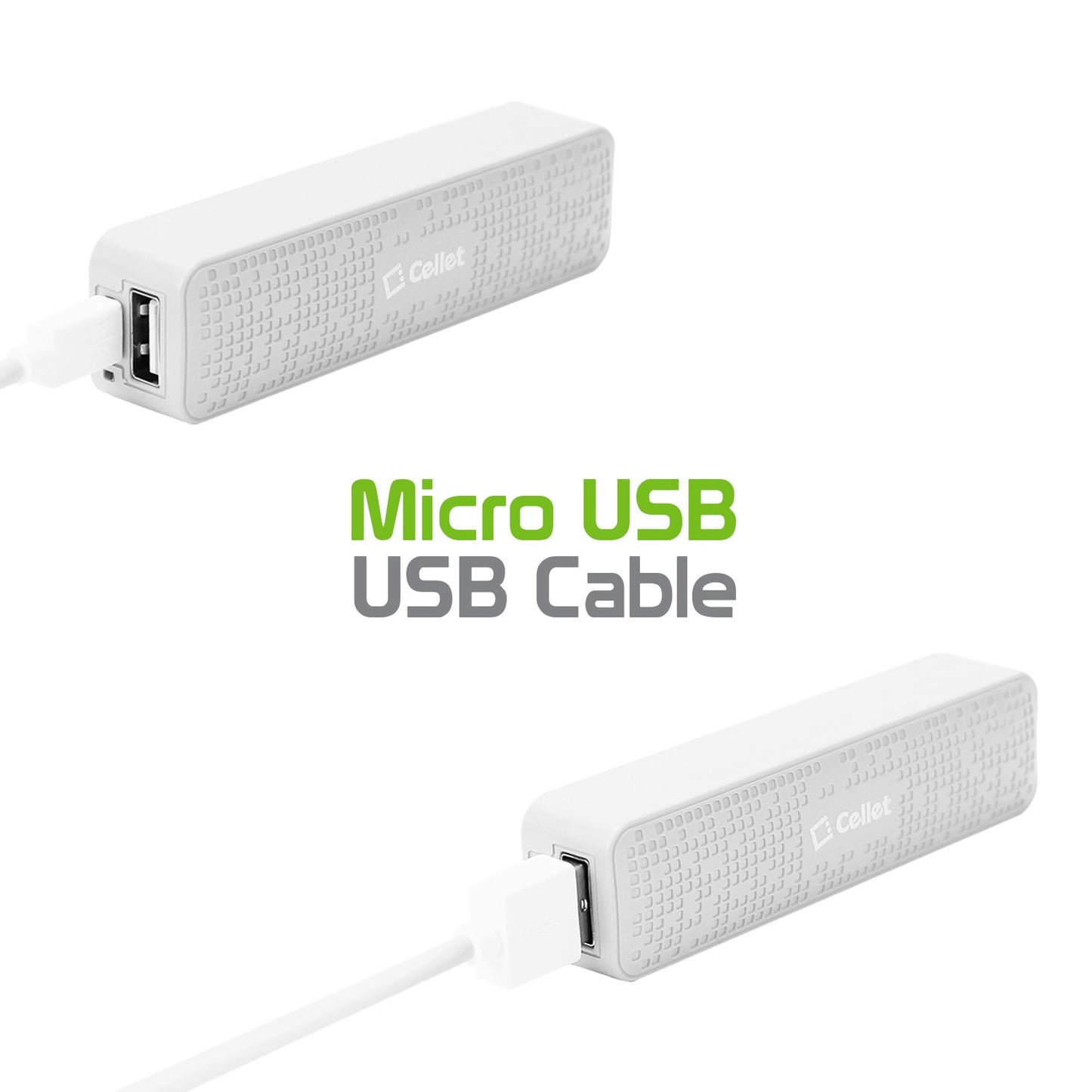BC2000WT- 2000mAh Power Bank/Portable Charger (Micro USB Cable is included) - White