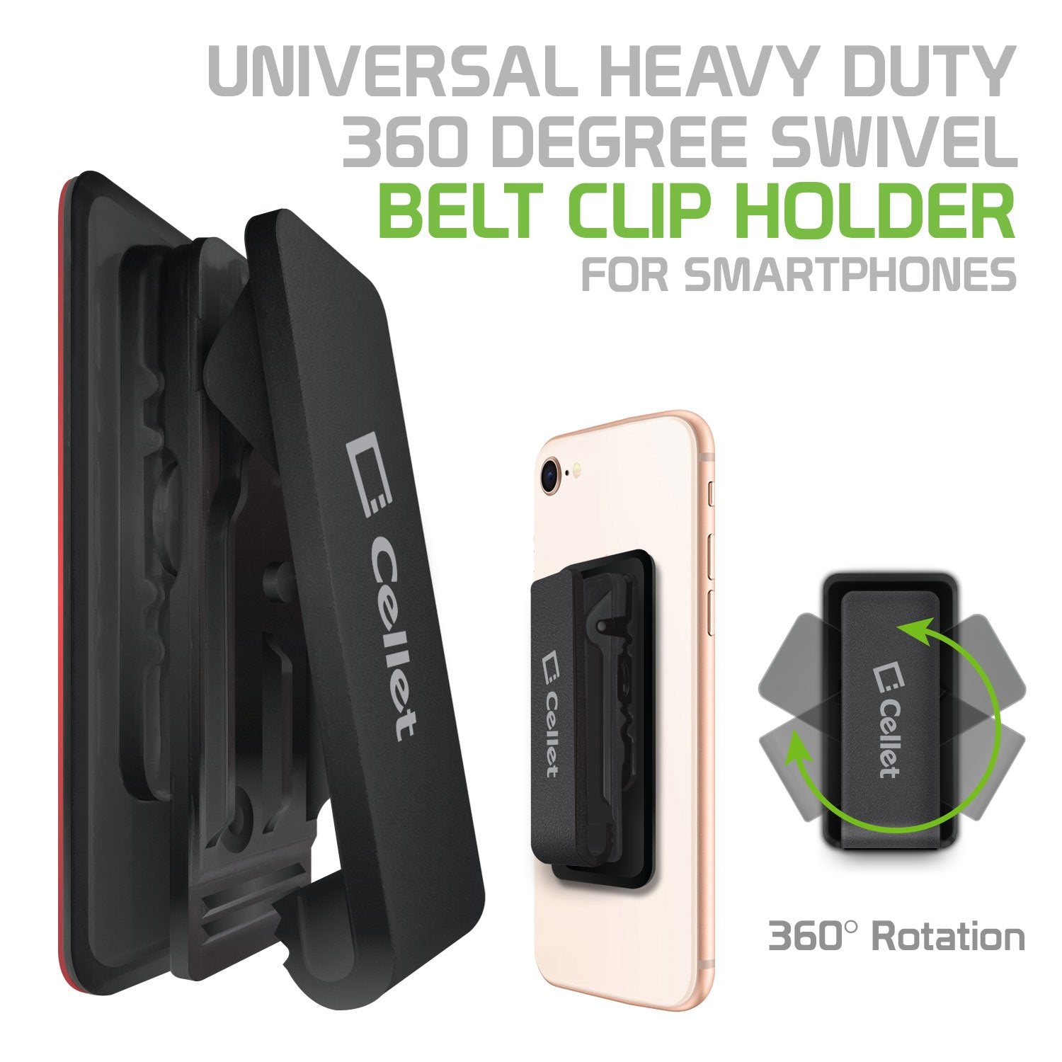 Universal swivel shop belt clip