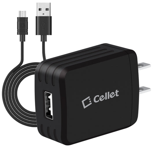 TCMICRO21GBK - CELLET Hi-Powered 10W / 2.1 Amp Home Charger (Micro USB cable included) - Black