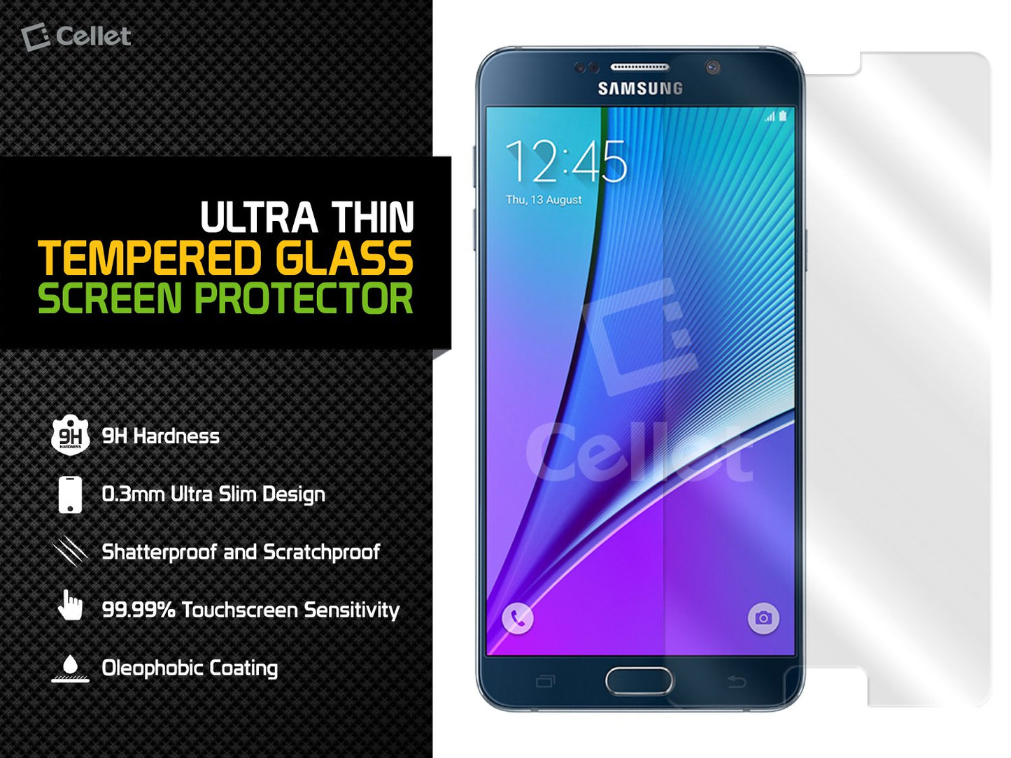 SGSAMN5 - Cellet Premium Tempered Glass Screen Protector for Samsung Galaxy Note 5 (0.3mm)
