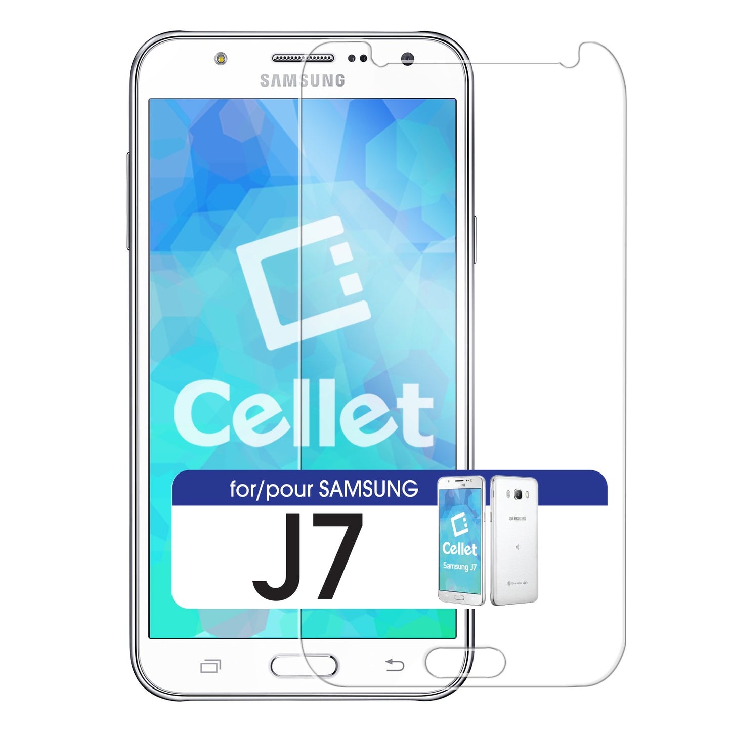 SGSAMJ7 - Samsung J7 Protector, Premium Ultra-Thin Tempered Glass Screen Protector for Samsung J7 (0.3mm) by Cellet